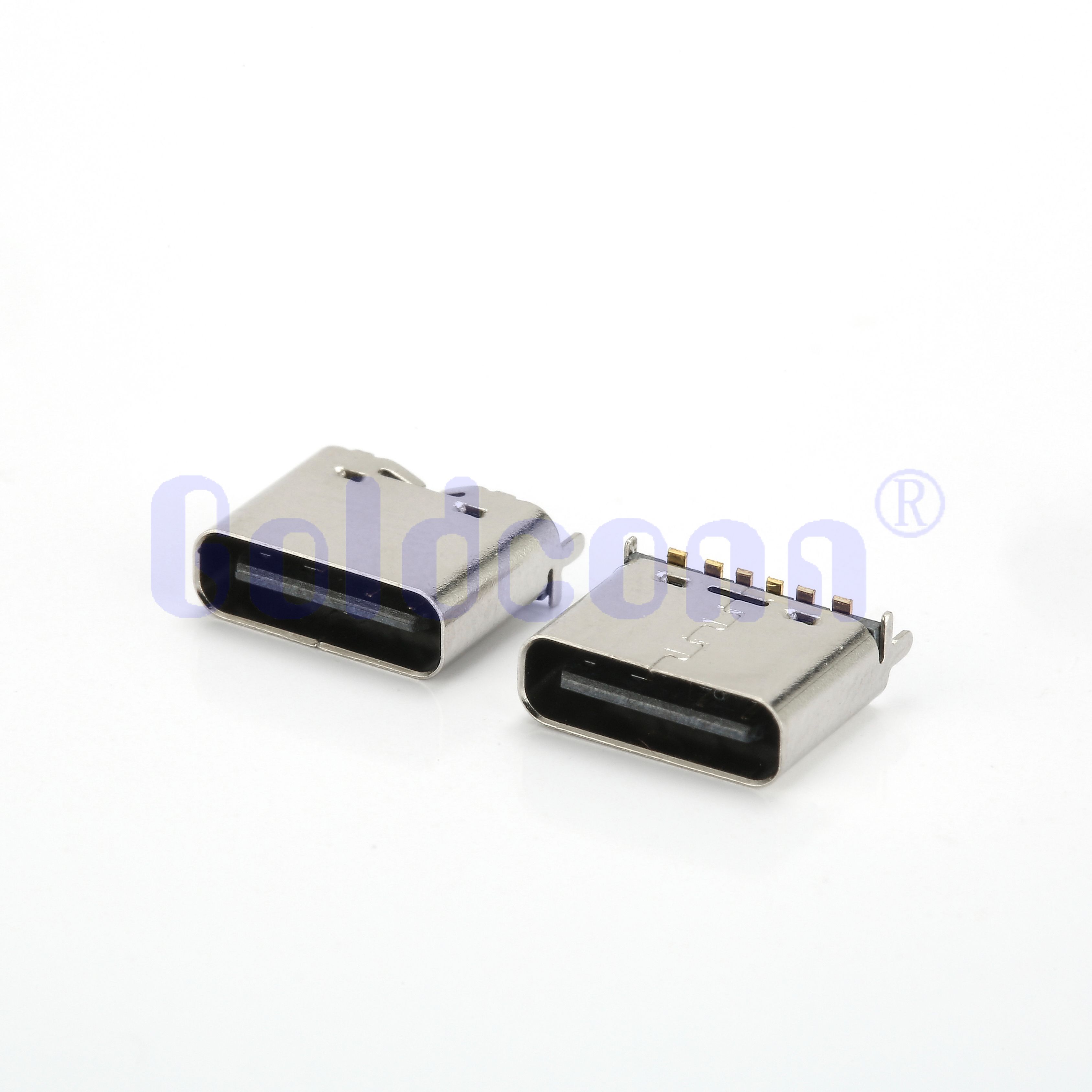 CF165-06SLB11R-02 Type C USB 6 PIN Female Connector, Vertical Type, SMT