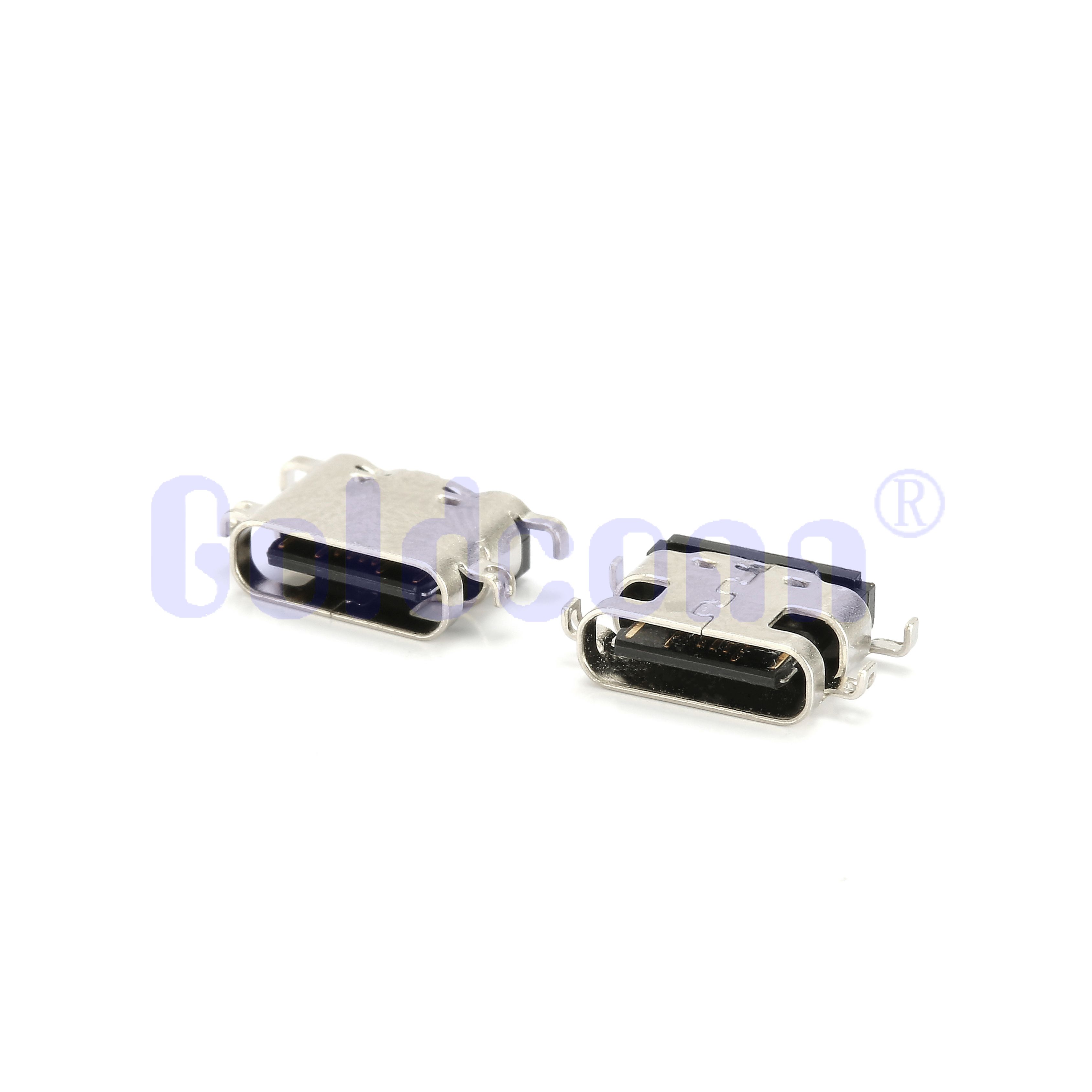 USB C 16PIN Female, Sinking 2.1mm,L=6.5mm, Mid Mount Single Row