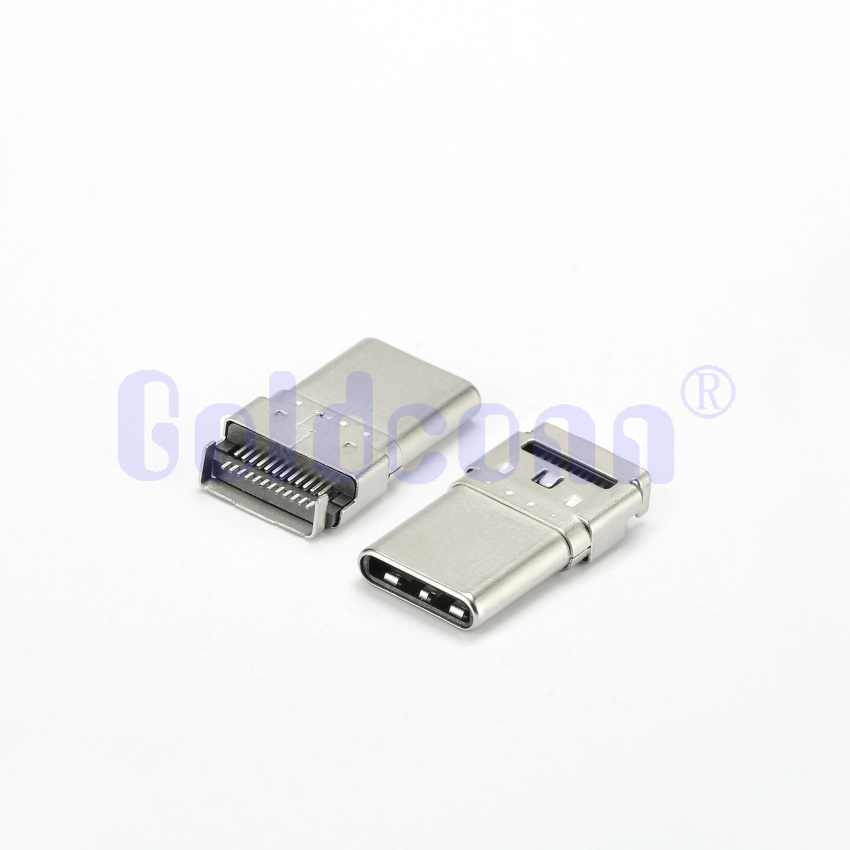 CM416-001SLB02U Type C TID USB 16 PIN Male Connector with EMI,Splint,Stretch