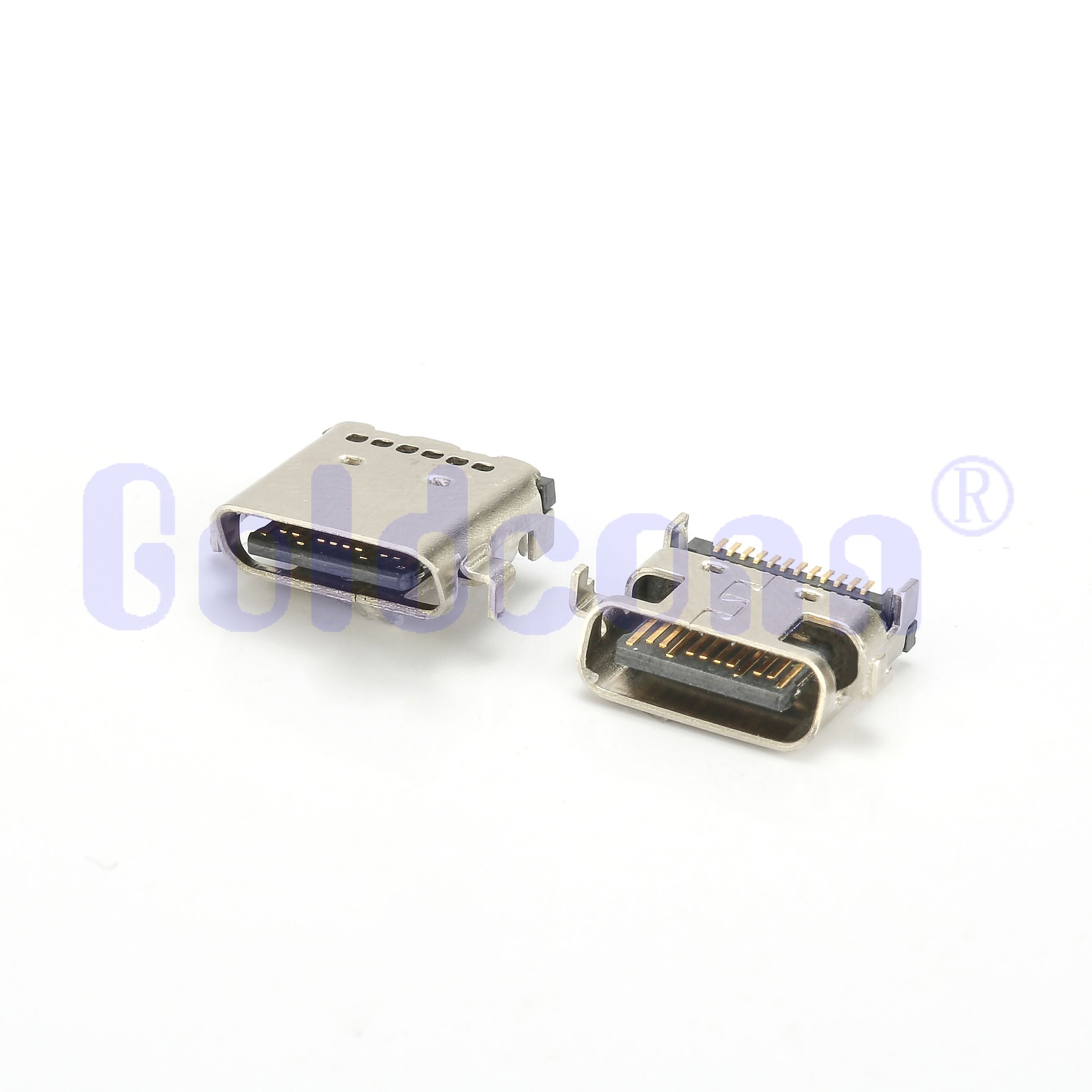 TYPE C Female 24 PIN Dual Row SMT, Inclined Metal Shell